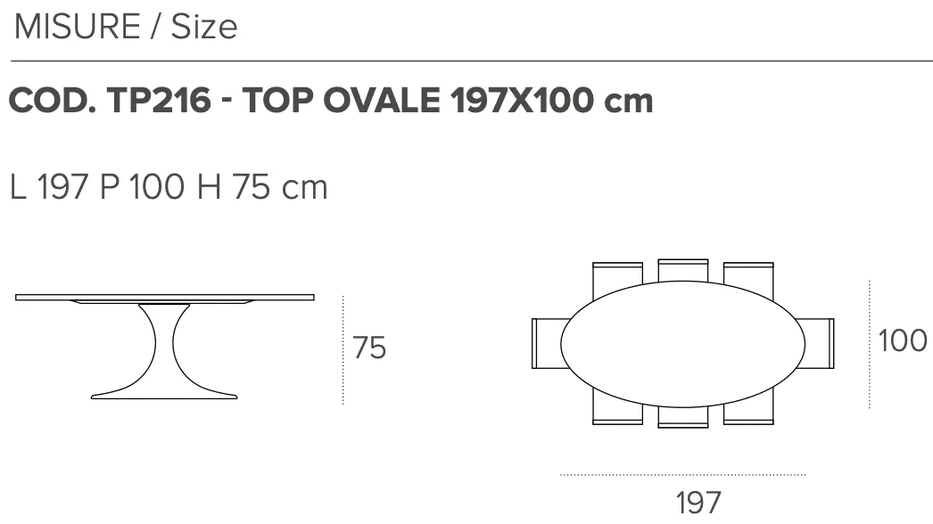 Размеры стола Target Point Calice 197X100 см, TA216 Размеры стола Target Point Calice 197X100 см, TA216